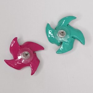 pendientes molinillos cortos - fucsia y aguamarina (2)