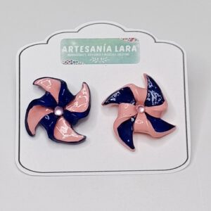 pendientes molinillos cortos - rosa y azul (10)