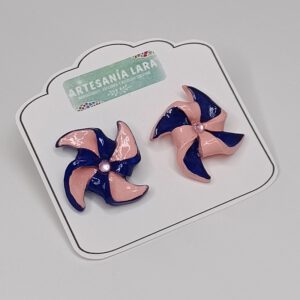 pendientes molinillos cortos - rosa y azul (9)
